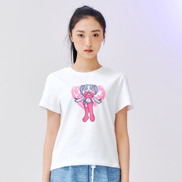 minute heart girl T-shirt - White