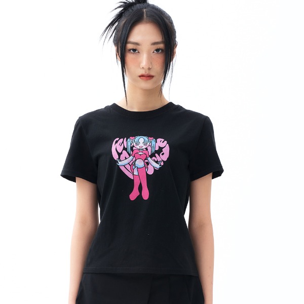 minute heart girl T-shirt - Black